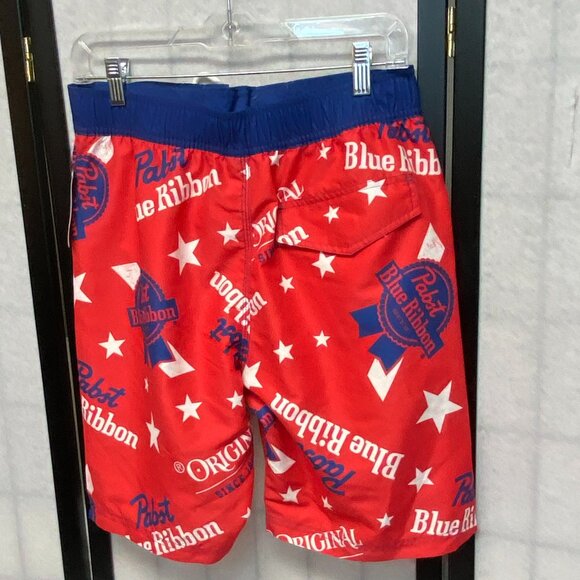 Pabst Blue Ribbon Beer Men's Swim Trunks Board Shorts 20" Red Blue White NWT - Picture 4 of 11